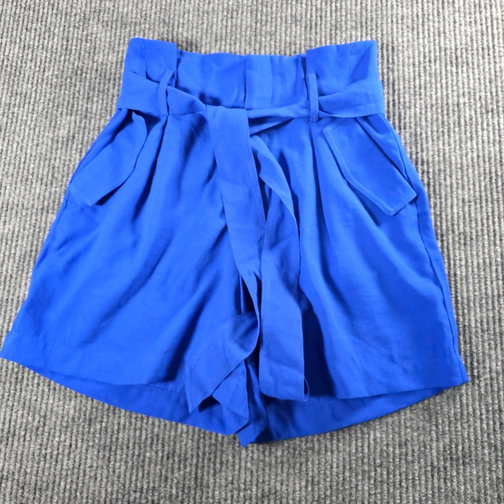 A New Day Royal Blue Paperbag Waist Tie Shorts Womens Size 4 High Rise Pocketed